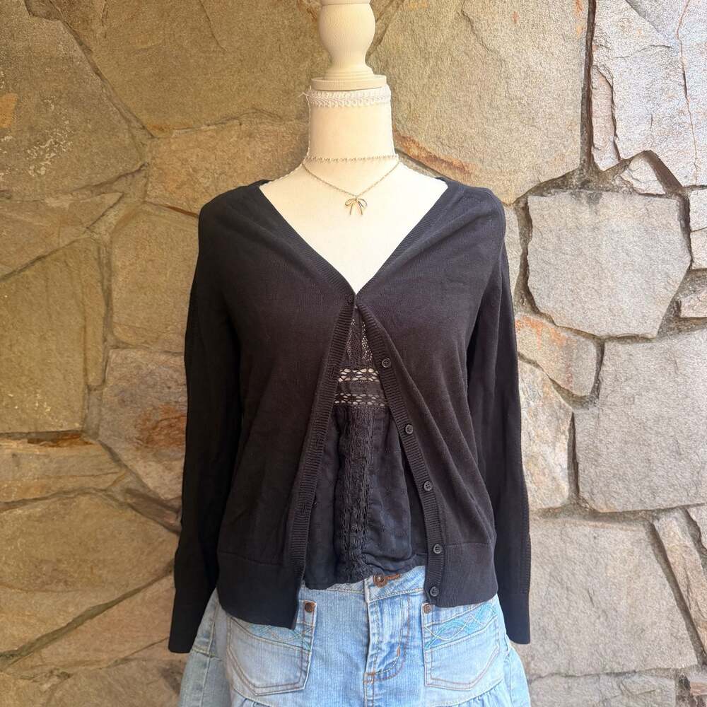 Banana Republic Black Button-Front Cardigan Sweater Size XS